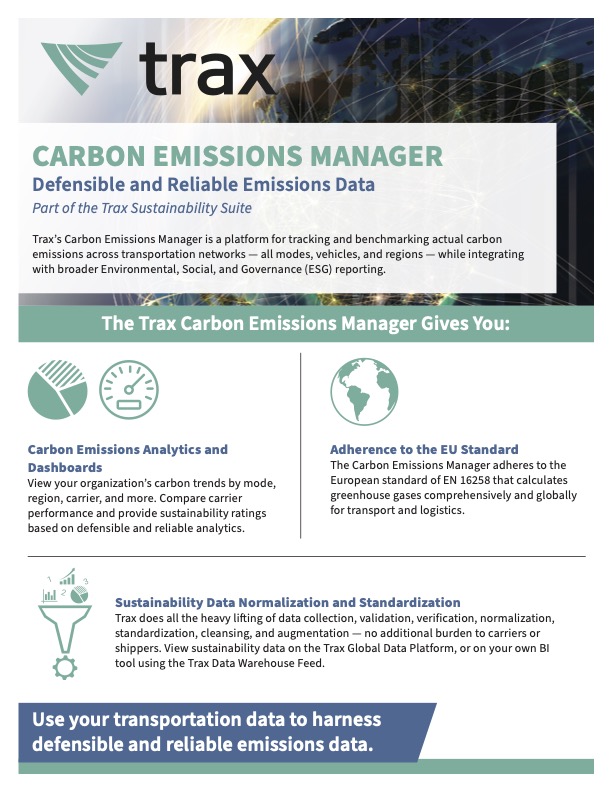 Trax Carbon Emissions Manager Fact Sheet